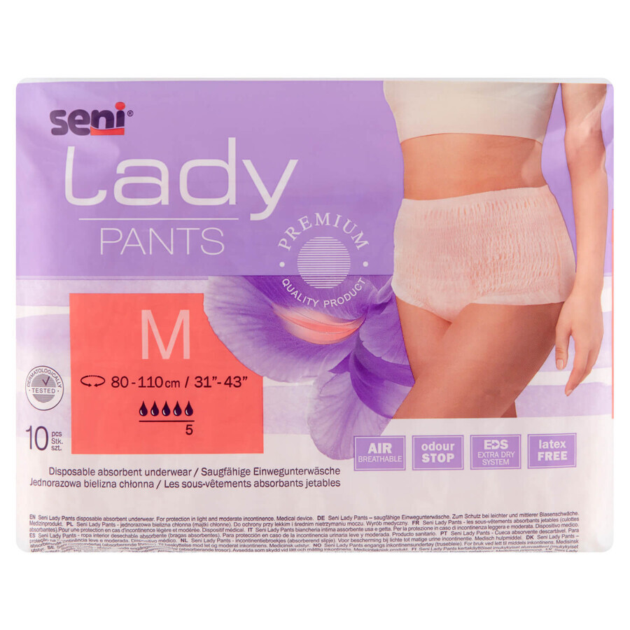 Seni Lady Pants, calzoncillos absorbentes para mujer, Mediano, 80-110 cm, 10 piezas