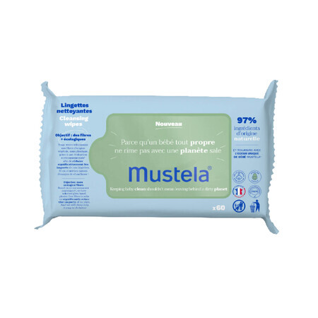 Mustela Bebe Enfant, feuchte Tücher, Reinigung, mit Bio-Avocado, ab Geburt, normale Haut, 60 Stück