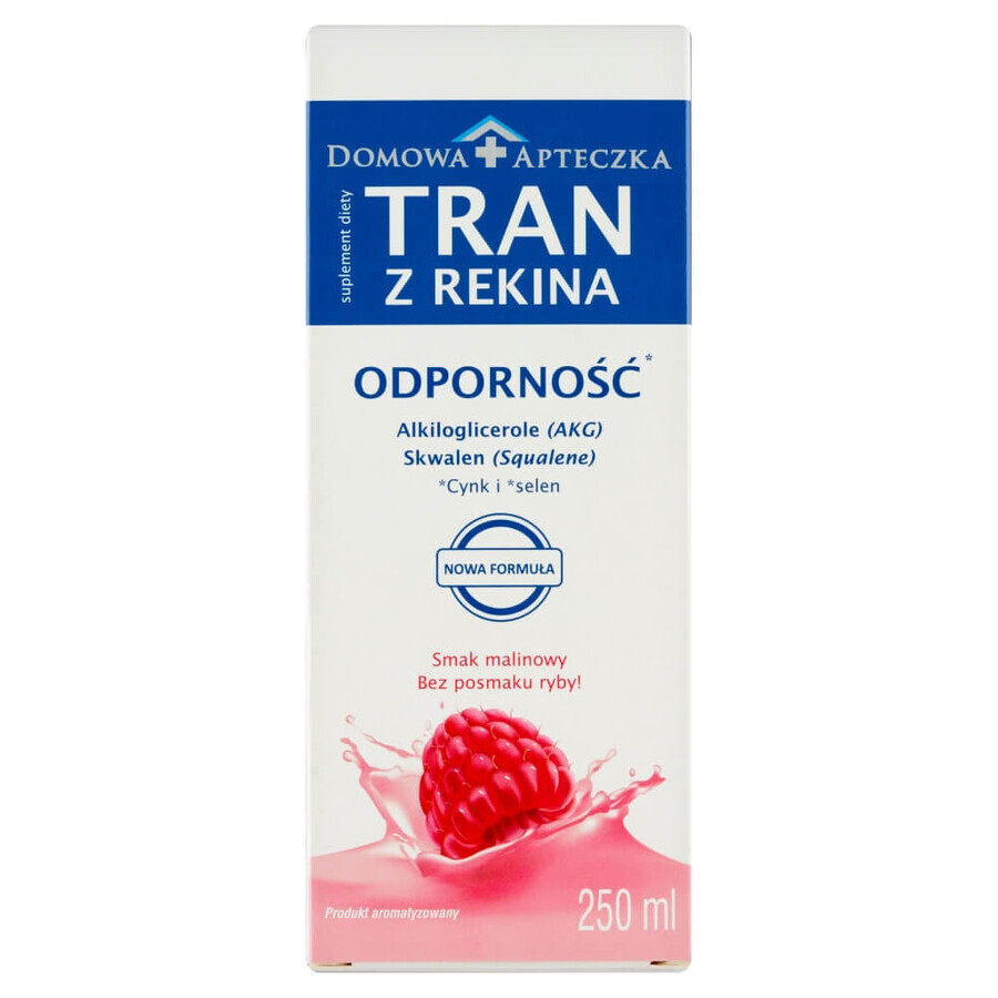 Ulei de rechin, pentru copii cu vârsta peste 3 ani și adulți, aromă de zmeură, 250 ml