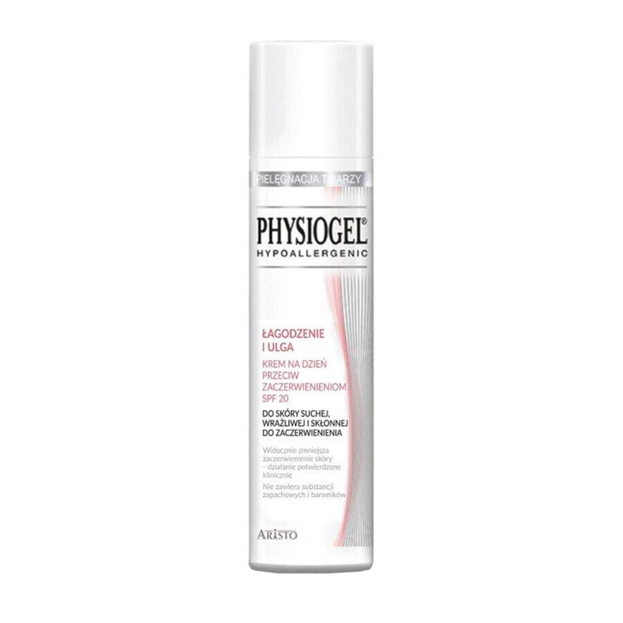 Physiogel Calmante y Aliviante, crema facial antirojeces, pieles muy secas, sensibles y con tendencia al enrojecimiento, FPS 20, 40 ml