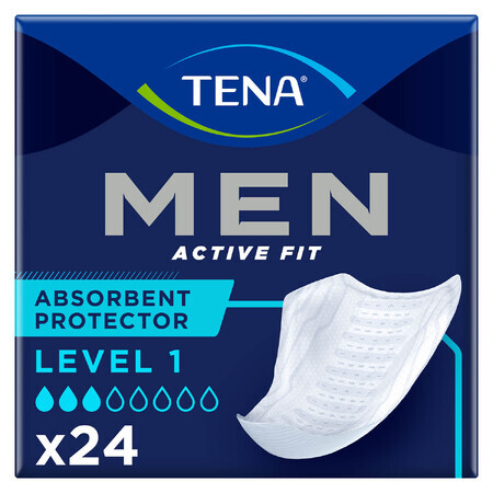 Tena Men Active Fit, plantillas anatómicas para hombre, Nivel 1, 24 unidades