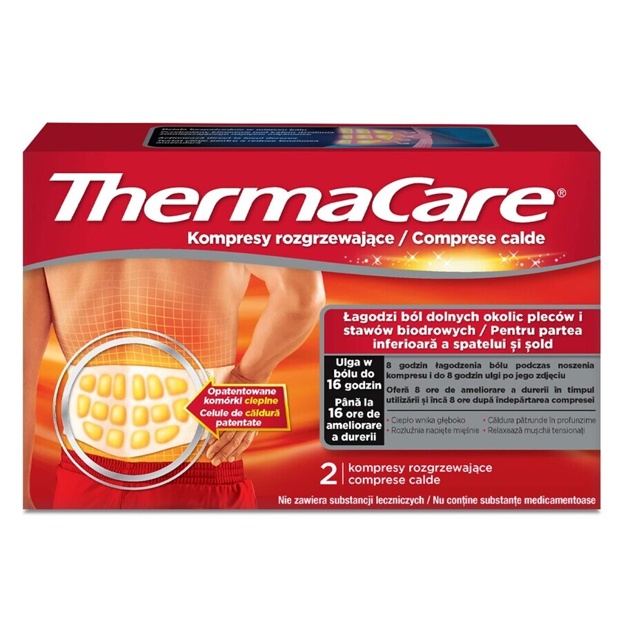 ThermaCare heating compresses for back and hips, 2 pieces