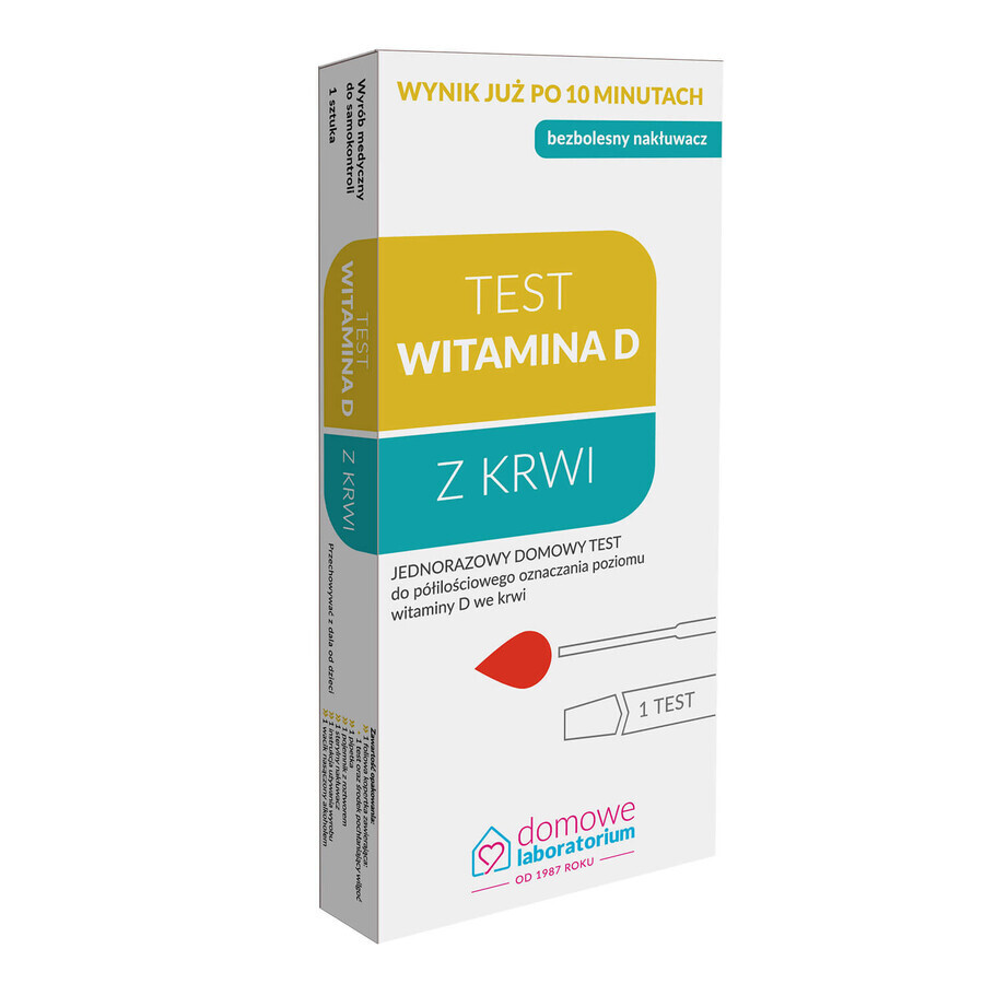 Home Laboratory Vitamin D test, prueba casera para la determinación semicuantitativa de los niveles de vitamina D en sangre, 1 unidad