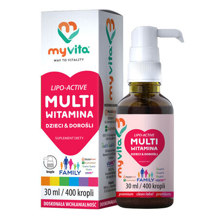 MyVita Multivitamin Family, gotas para niños y adultos, 30 ml