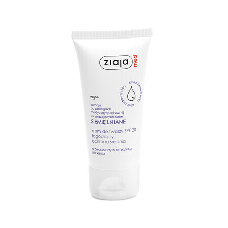 Ziaja MED, Crema Viso con Semi di Lino SPF 20, 50 ml