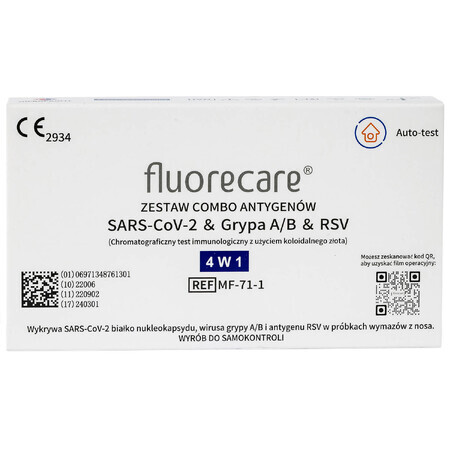 Fluorecare, kit de pruebas combinadas para SARS-CoV-2, gripe A/B, antígenos RSV, Combo 4en1, 1 unidad