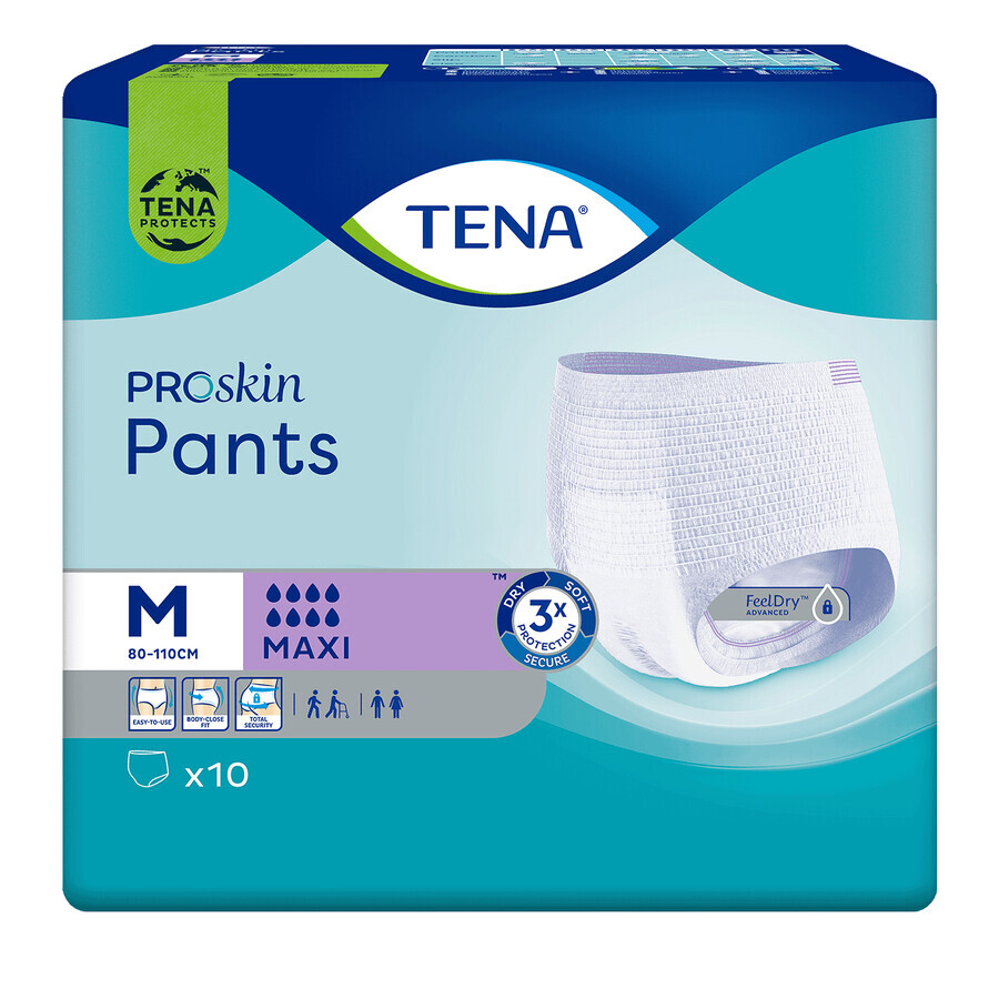 Tena Pants ProSkin, braga absorbente, talla M, 80-110 cm, Maxi, 10 piezas