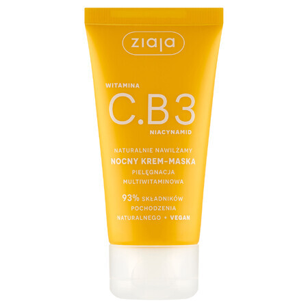 Ziaja Vitamina C.B3 Niacinamida, crema-mascarilla de noche para el rostro, 50 ml