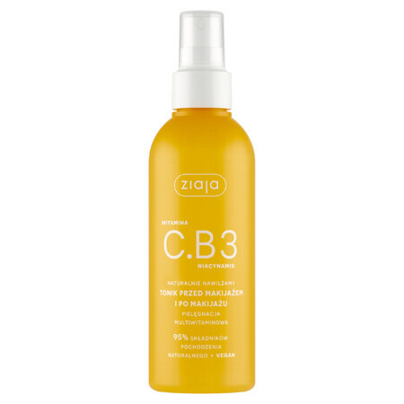 Ziaja Vitamin C.B3 Niacinamide, tonic before and after makeup, spray, 190 ml