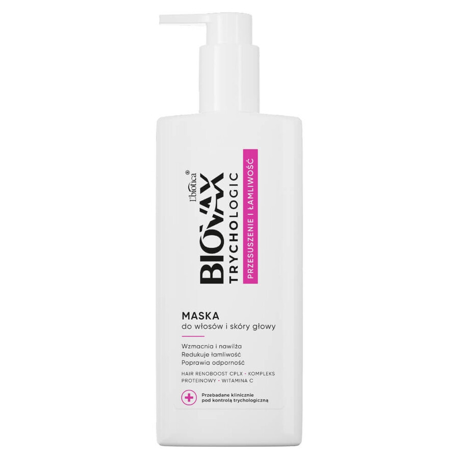 Biovax Trychologic Sequedad y fragilidad, mascarilla para cabello y cuero cabelludo, 200 ml