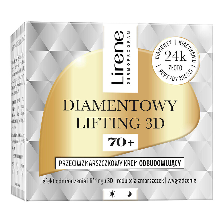 Lirene Diamentowy Lifting 3D 70+, crema reparadora antiarrugas, 50 ml