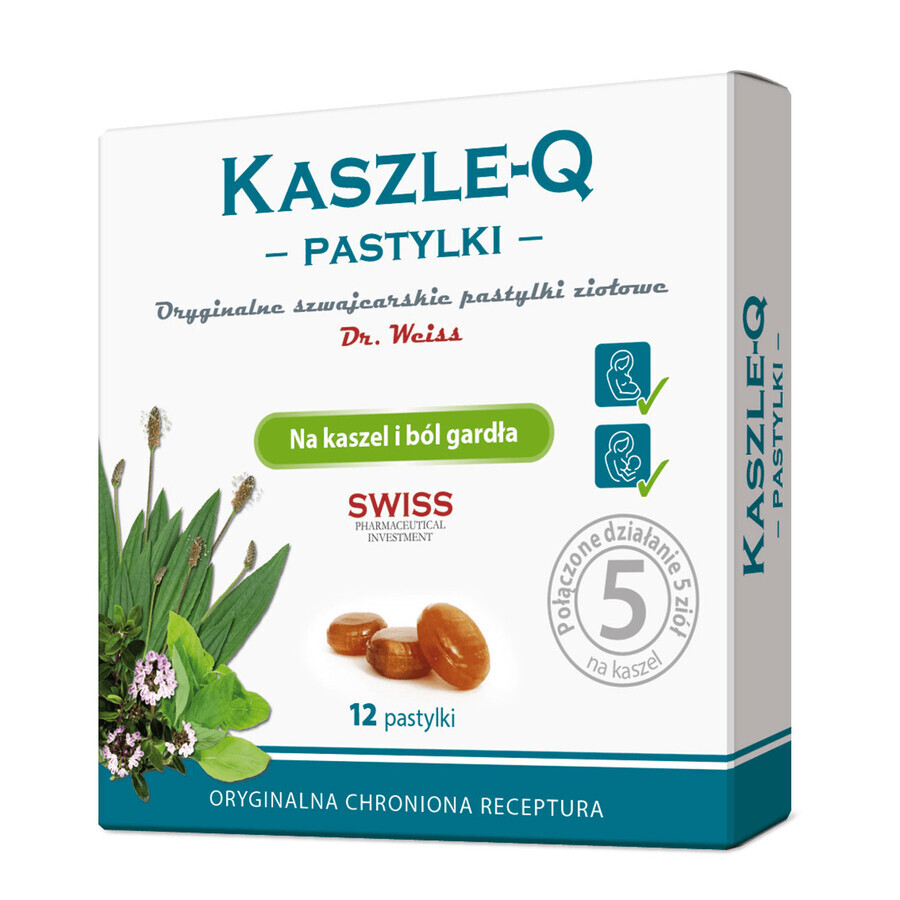 Cough-Q, pastillas para la tos y el dolor de garganta, 12 pastillas