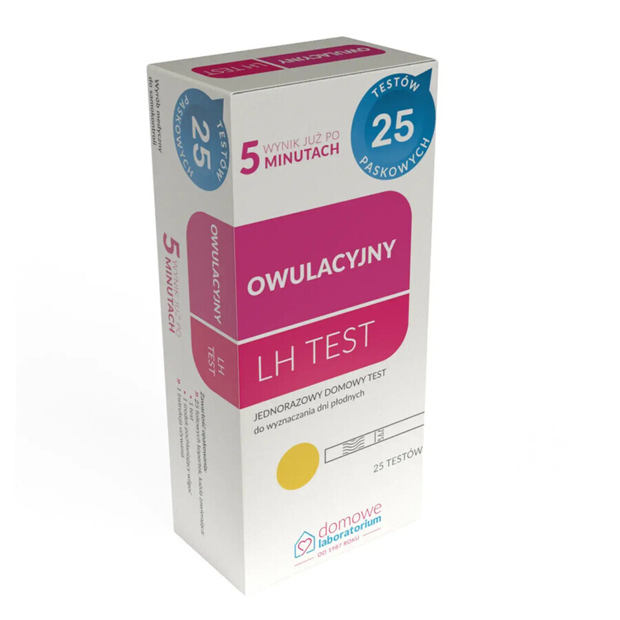 Home Laboratory LH Ovulation Test, test casero para detectar los días fértiles, tira reactiva, 25 unidades