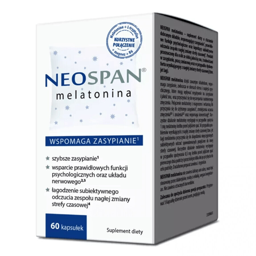 Melatonina Neospan, Integratore Naturale di Supporto al Sonno, 60 Capsule