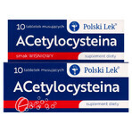 Acetylcysteine, cherry flavor, 10 effervescent tablets