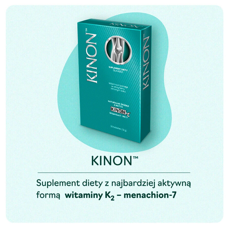 Kinon, vitamina K2-MK7 con natto 75 μg, 30 comprimidos FECHA CORTA