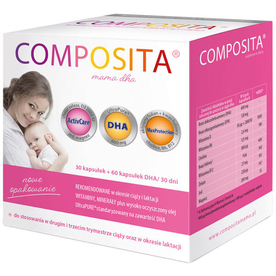 Composita Mama DHA, 30 cápsulas + 60 cápsulas DHA FECHA CORTA