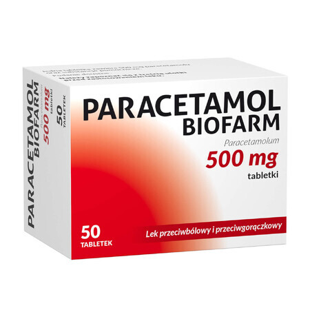 Paracetamol Biofarm 500 mg, 50 comprimidos EMBALAJE DAÑADO