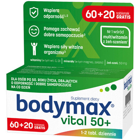 Bodymax Vital 50+, 60 tablets + 20 free tablets CONTAMINATED PACKAGING