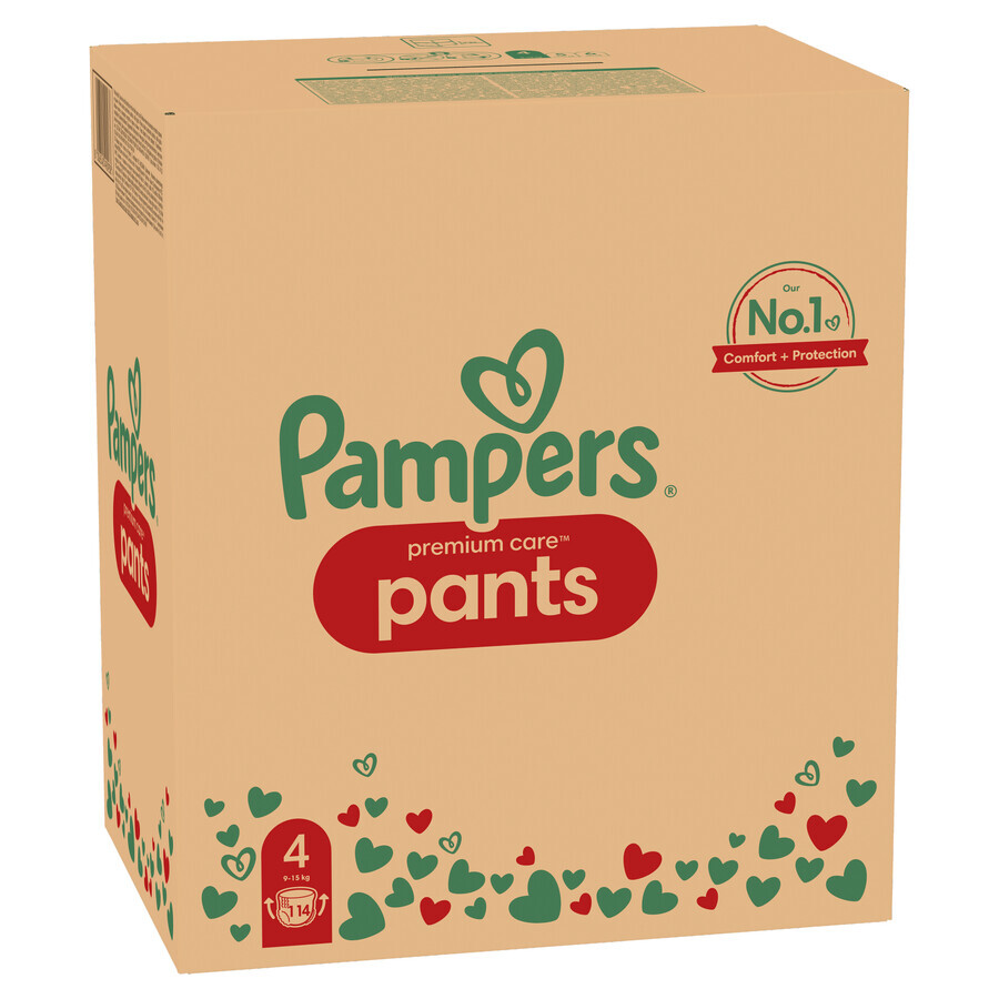 Pampers Premium Care Pants, pannolini, taglia 4, 9-15 kg, 114 pezzi CONFEZIONE DECORATA