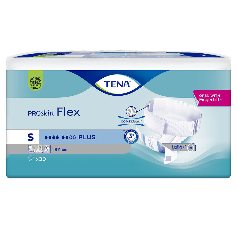 Tena Flex ProSkin, pantalón pañal, talla S, 61-87 cm, Plus, 30 piezas EMBALAJE DAÑADO