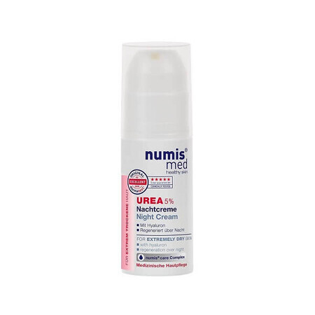 Crema de noche para el rostro con urea 5% y Hyaluron, 50 ml, Numismed