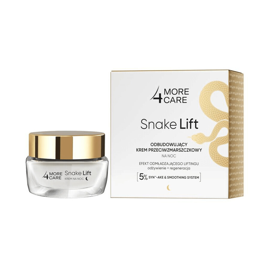 Más 4 Care Snake Lift, crema de noche regeneradora antiarrugas, 50 ml