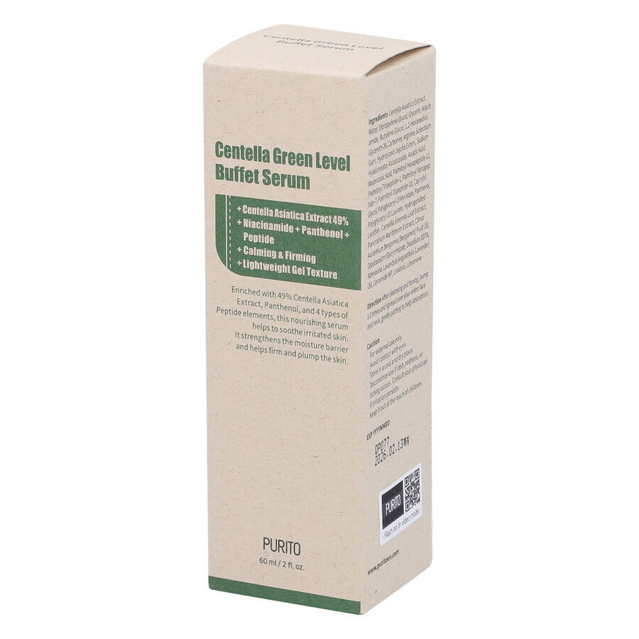 Purito Centella Green Level Buffet Serum, regenerierendes Gesichtsserum mit Centella Asiatica Extrakt, 60 ml