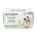 Kit&amp;Kin, couches jetables, biodégradables, taille 1, 2-5 kg, 38 pièces