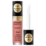 Eveline Cosmetics Wonder Match Velour Cheek&amp;Lip, Rouge und flüssiger Lippenstift, Nr. 01, 4,5 ml