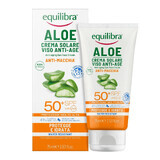 Equilibra Aloe, protector solar, crema facial antiarrugas, FPS 50+, 75 ml