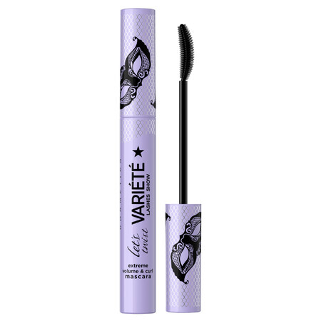 Eveline Cosmetics Variete Lashes Show Lets Máscara de pestañas torcida, rizadora y voluminosa, Negro, 10 ml