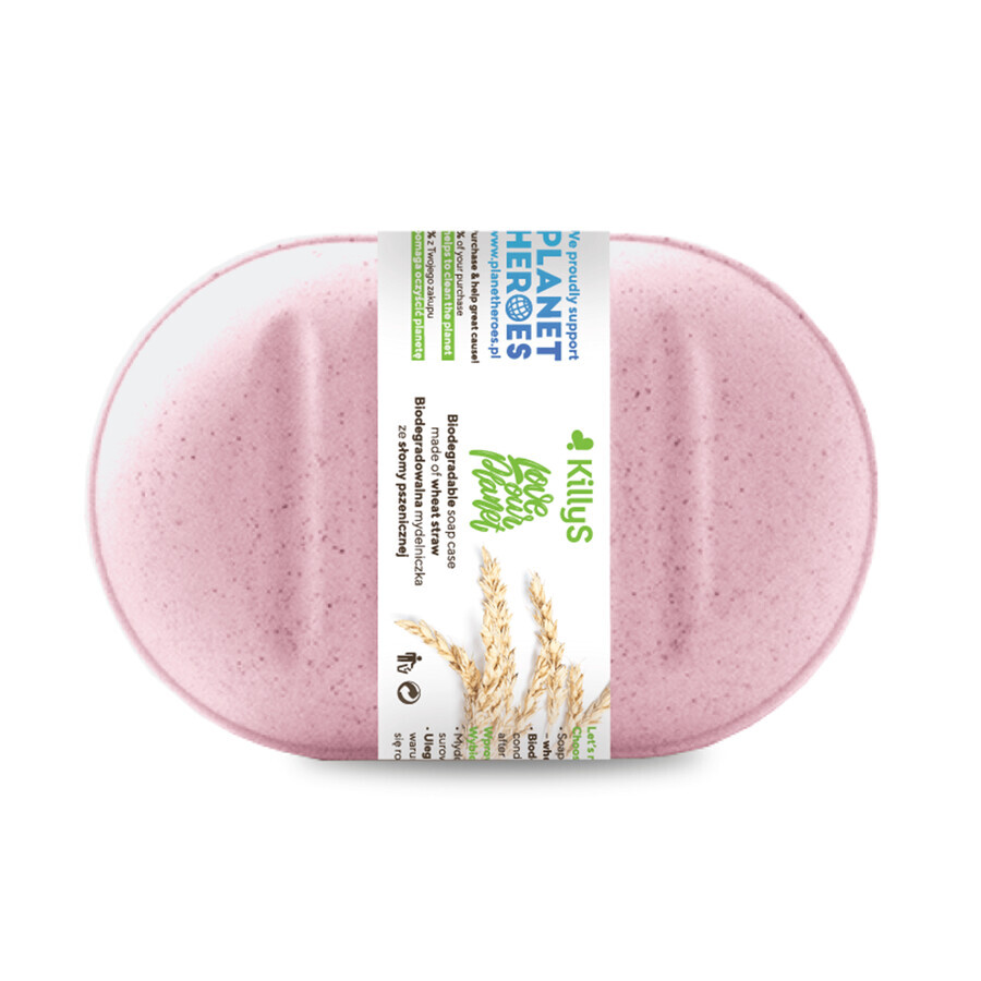 KillyS, jabonera biodegradable de paja de trigo ecológica, rosa, 1 pieza