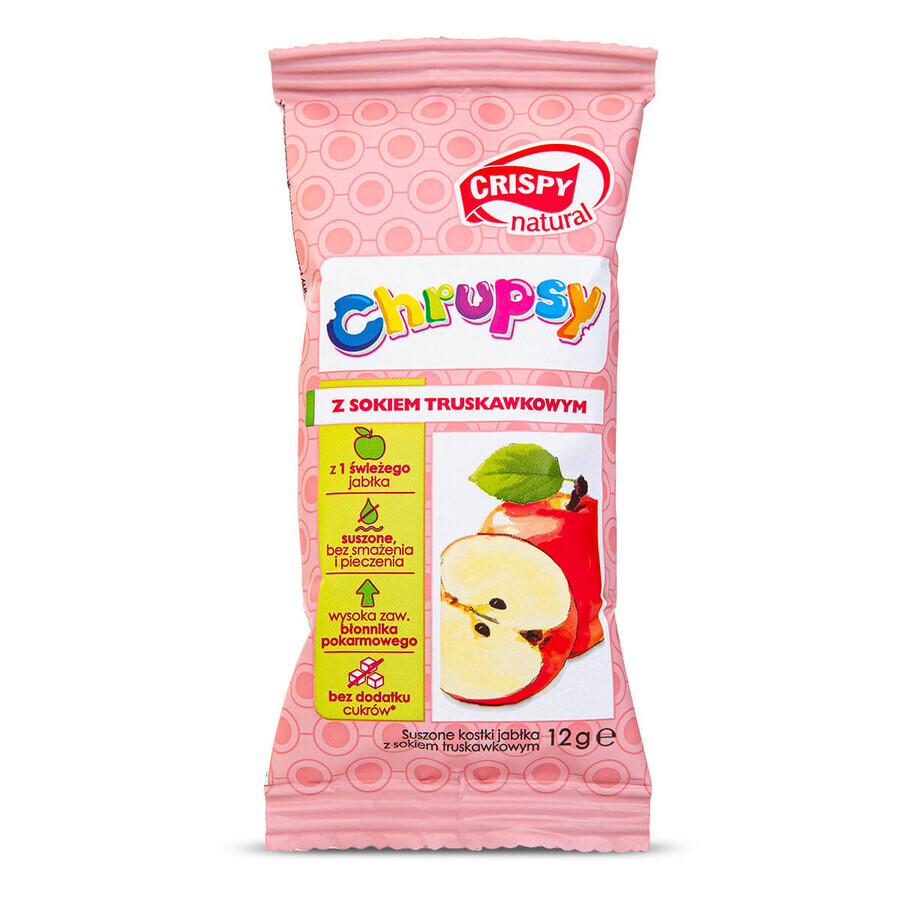 Crispy Natural Chrupsy, dados de manzana deshidratada con jugo de fresa, 12 g