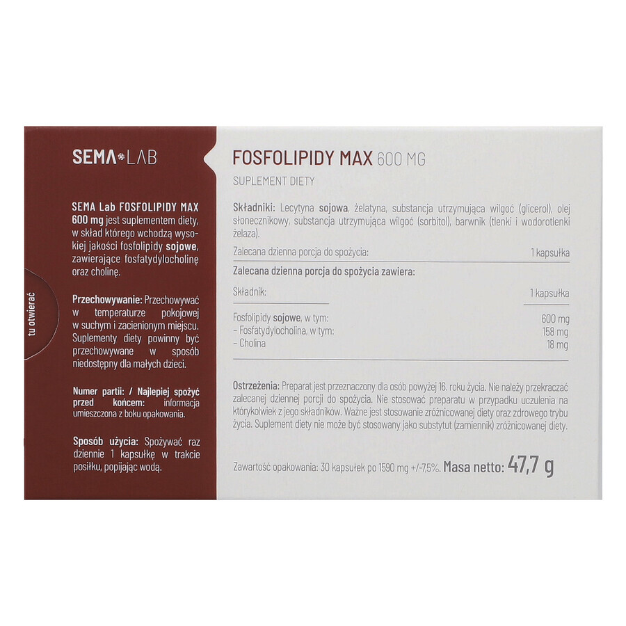 SEMA Lab Fosfolípidos Max 600 mg, 30 cápsulas