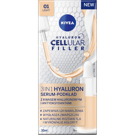 Nivea Hyaluron Cellular Filler 3 en 1, base de suero, color claro, 30 ml