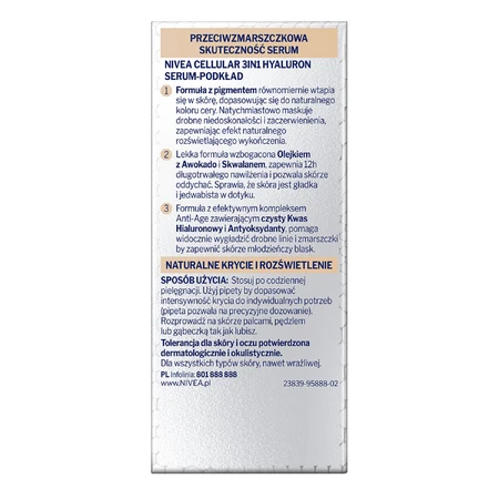 Nivea Hyaluron Cellular Filler 3in1, siero-primer, colore naturale, 30 ml