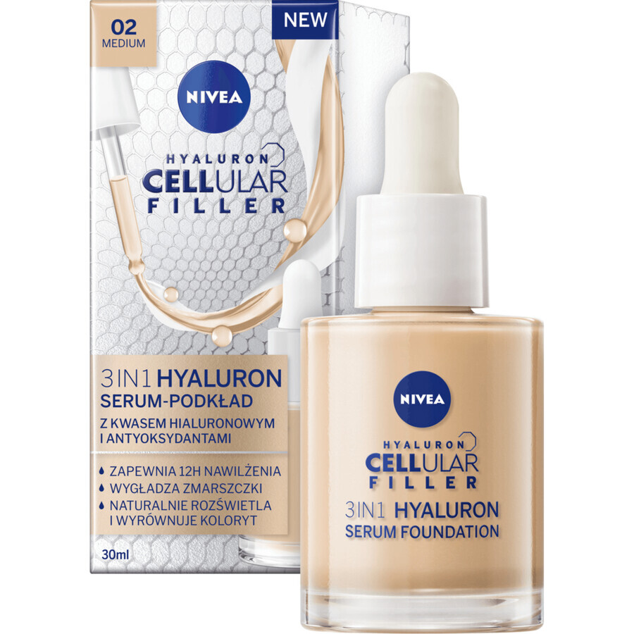 Nivea Hyaluron Cellular Filler 3en1, serum-primer, color natural, 30 ml