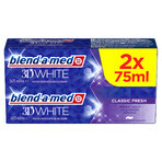 Blend-a-med 3D White, pasta de dientes, Classic Fresh, 2 x 75 ml