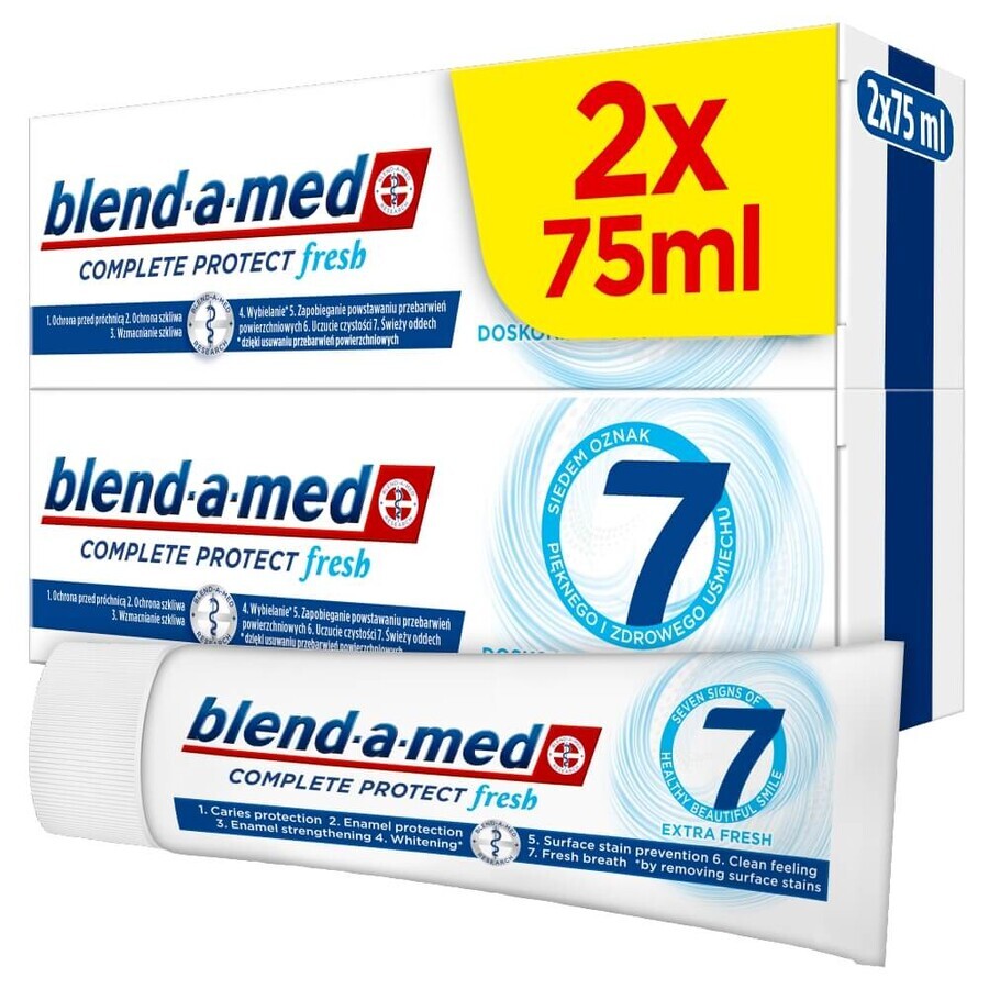 Blend-a-med Complete Protect 7, pasta de dientes, Extra Fresh, 2 x 75 ml