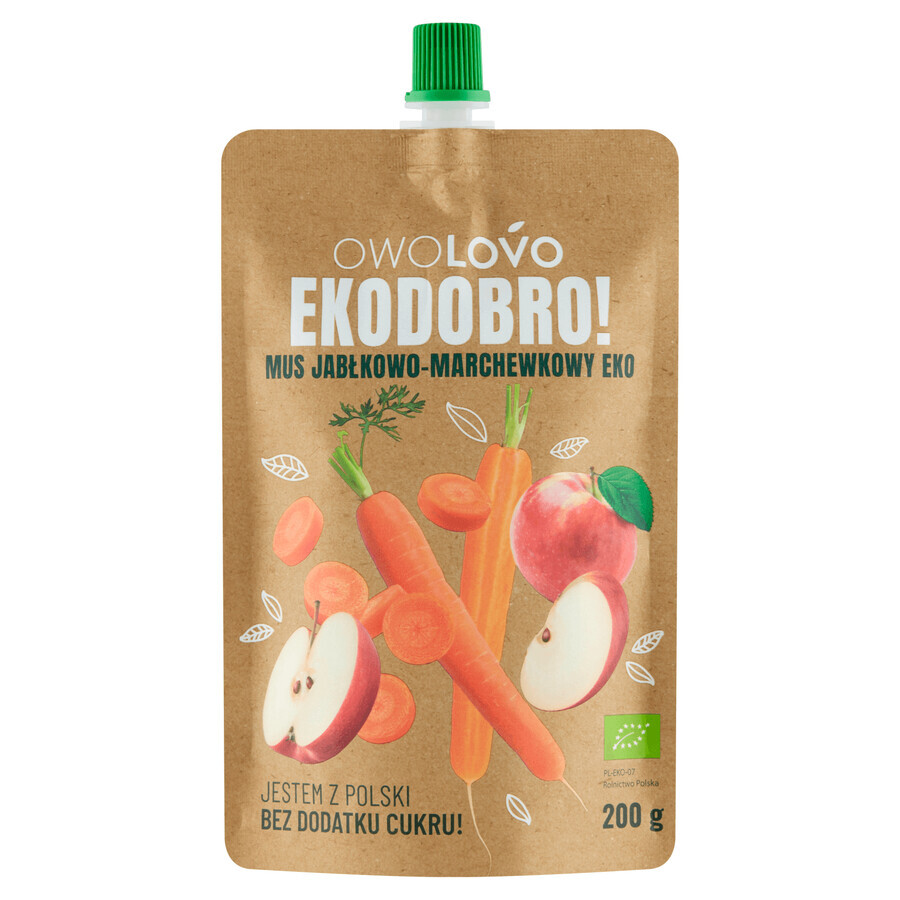 Owolovo Ekodobro! Eko Apfel- und Karottenmousse in der Tube, 200 g