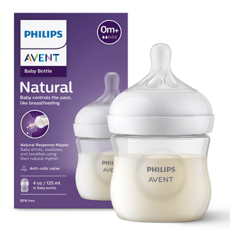 Avent Natural Response, Flasche mit ansprechendem Sauger, Durchfluss 2, SCY900/01, ab Geburt, 125 ml 