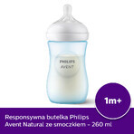 Avent Natural Response, Flasche mit ansprechendem Sauger, blau, Durchfluss 3, SCY903/21, nach 1 Monat, 260 ml