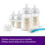 Avent Natural Response, set de 4 biberones responsive + cepillo limpiador + chupete ultra suave, SCD838/11