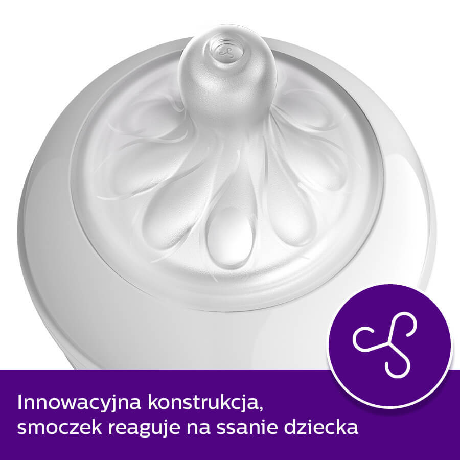 Avent Natural Response, set de 4 biberones responsive + cepillo limpiador + chupete ultra suave, SCD838/11