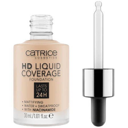 Catrice HD Liquid Coverage Foundation 24H, base de maquillaje líquida, 010 Light Beige, 30 ml
