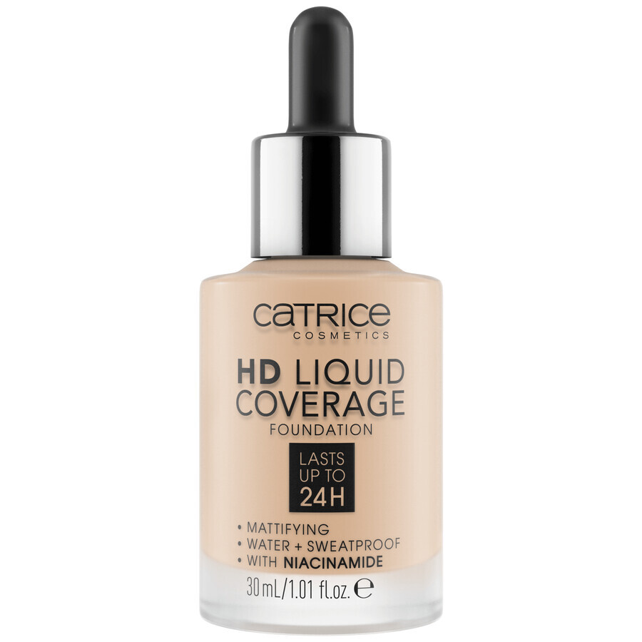 Catrice HD Liquid Coverage Foundation 24H, fond de teint liquide, 010 Light Beige, 30 ml