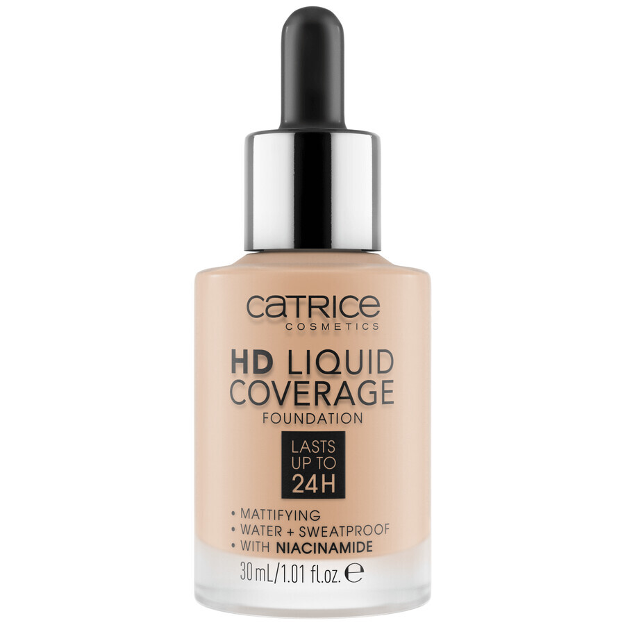 Catrice HD Liquid Coverage Foundation 24H, base de cobertura líquida, 030 Sand Beige, 30 ml