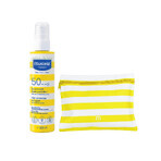 Mustela Sun Bebe Enfant-Famille, spray solar, FPS 50, 200 ml + neceser estanco de regalo