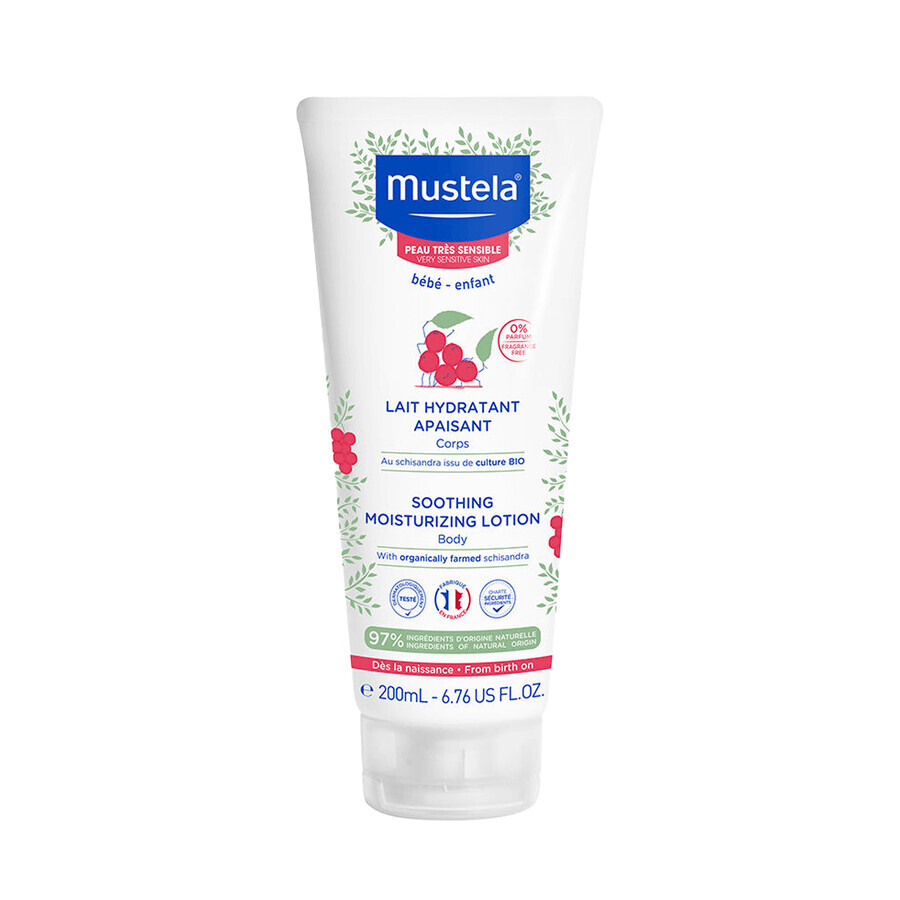 Set Mustela Sun Sensitive, leche hidratante, 200 ml + leche de protección solar, SPF 50+, 100 ml + neceser resistente al agua de regalo